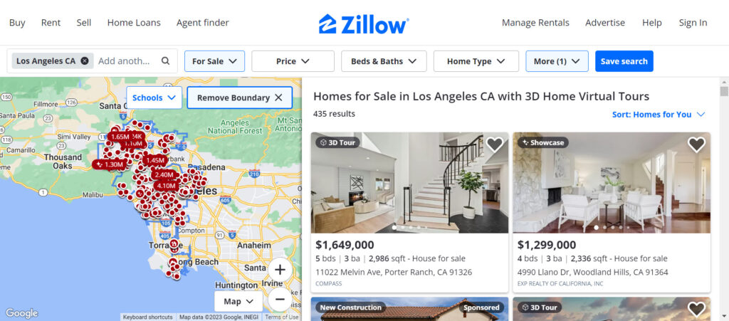 Zillow 3D home tour Los Angeles - virtual tour by zillow a real estate company